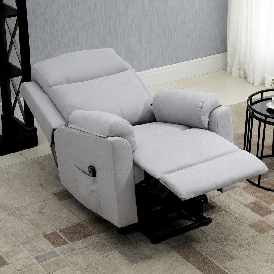 Sillón reclinable eléctrico con ayuda para levantarse gris claro