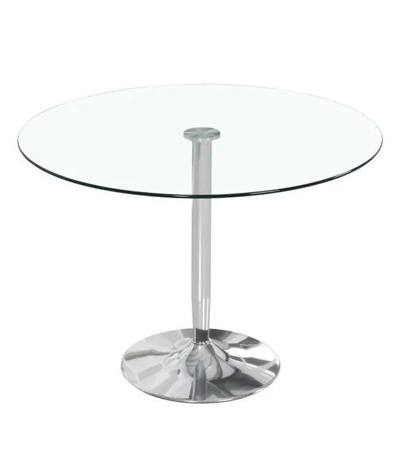 Mesa redonda de cristal templado 90cm. Comedor o cocina gris