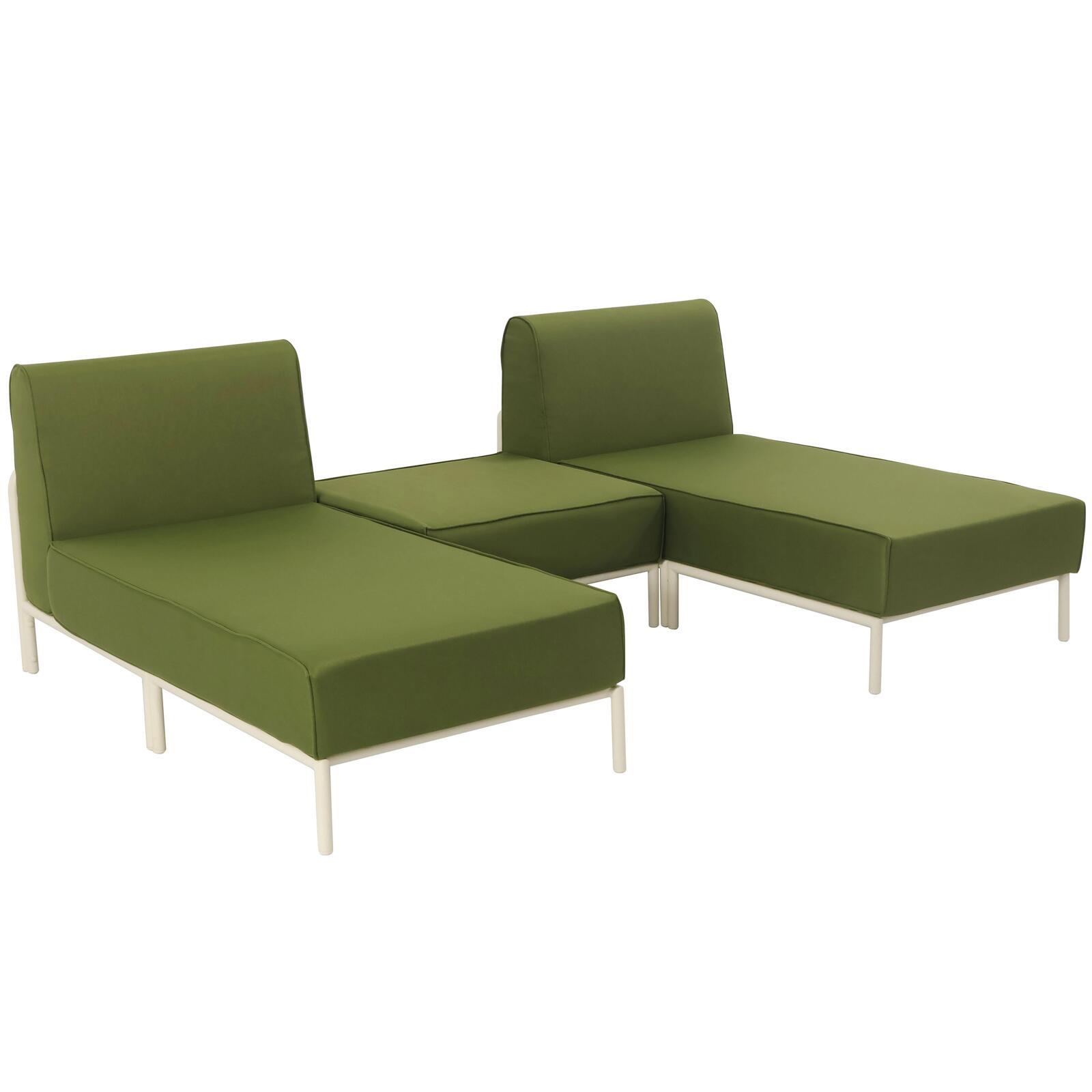 Oviala - conjunto modular de jardín bajo para 3 personas verde caqui