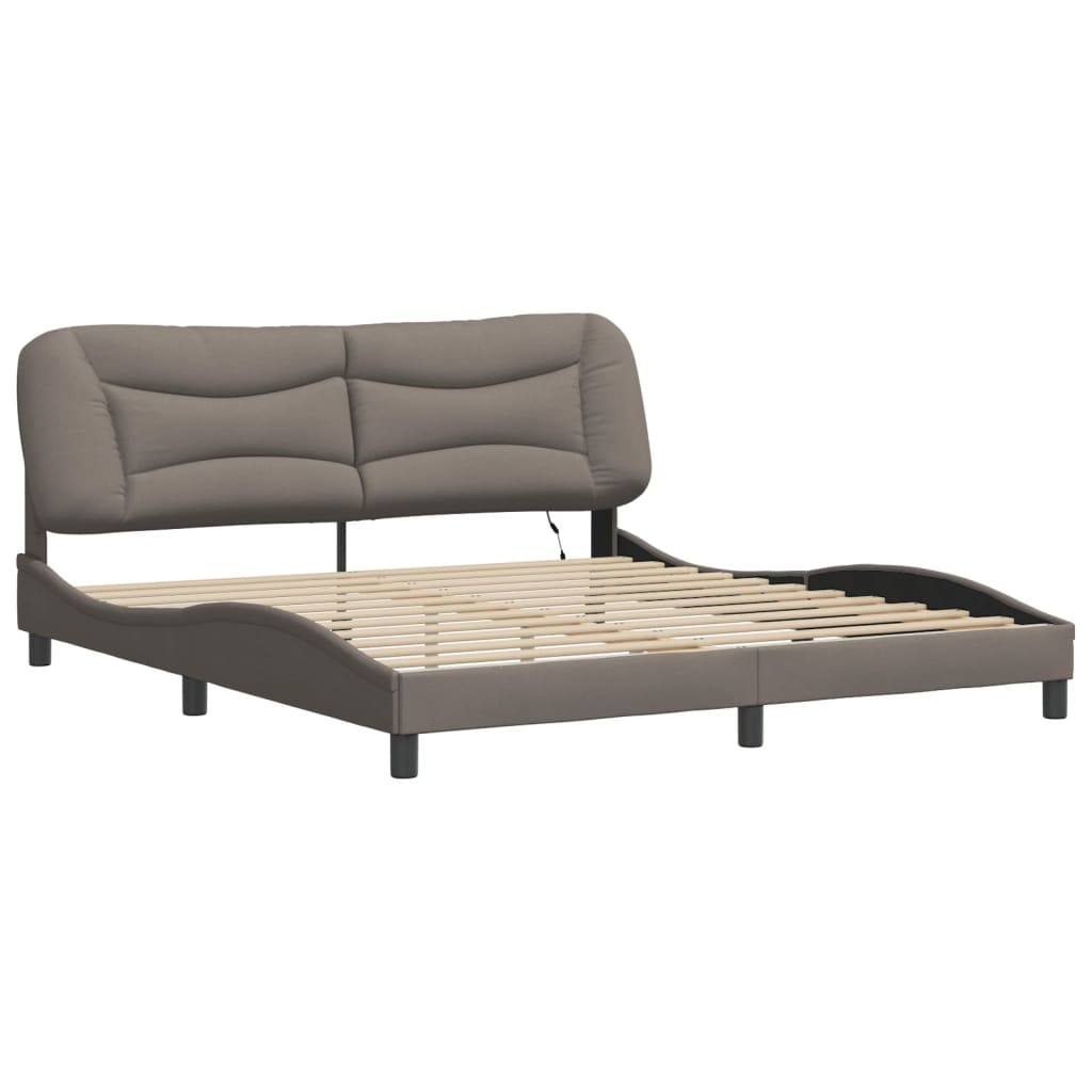 vidaXL estructura de cama con LED sin colchón hvar tela gris taupe 180x200