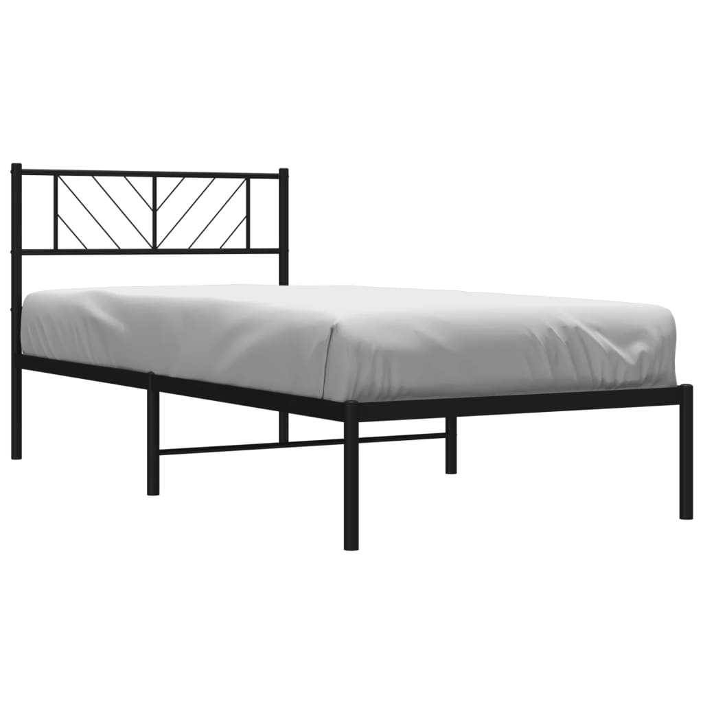 vidaXL estructura cama sin colchón con cabecero metal negro 90x200 cm