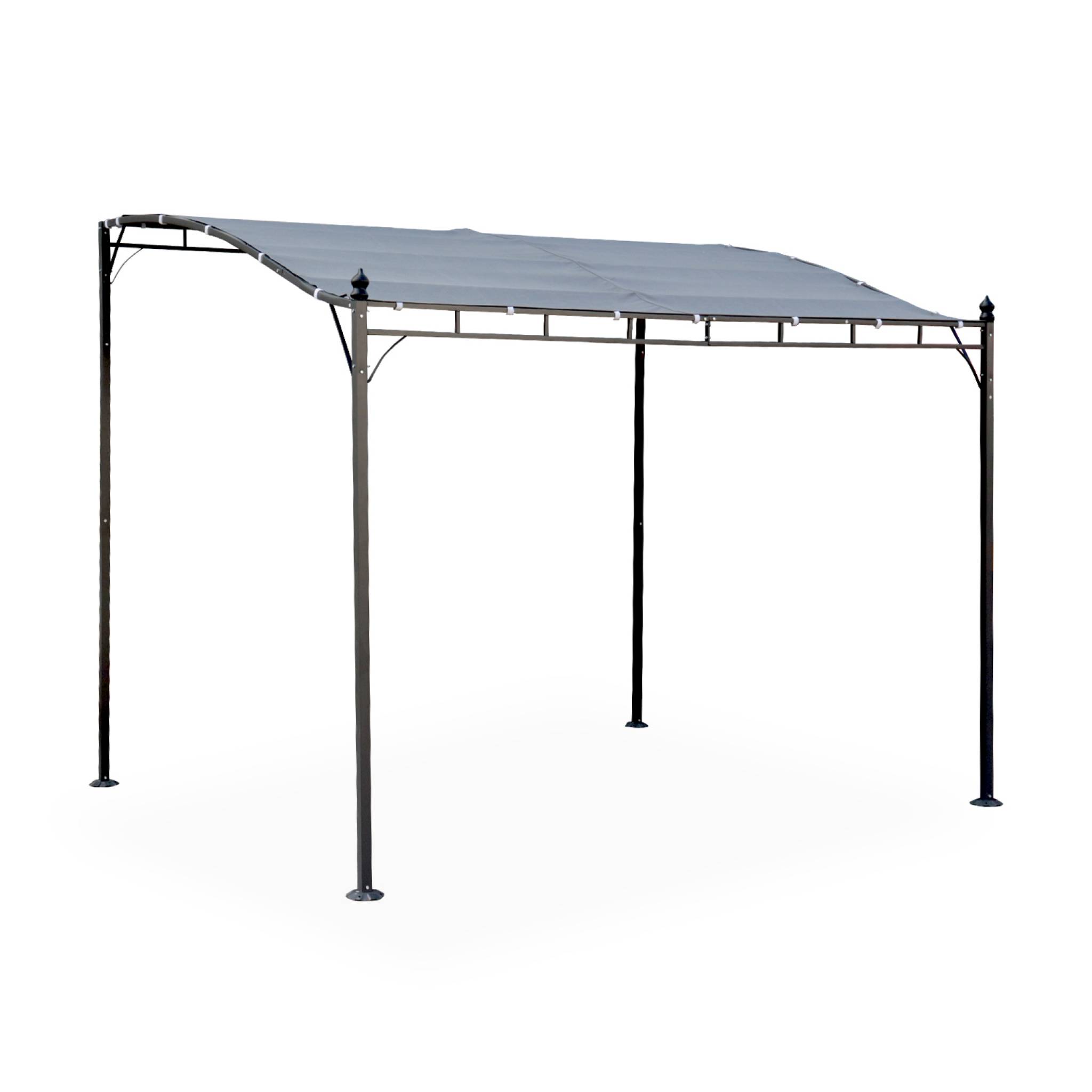 Pérgola adosada de acero, 3x2.5m gris 298x249x248 cm