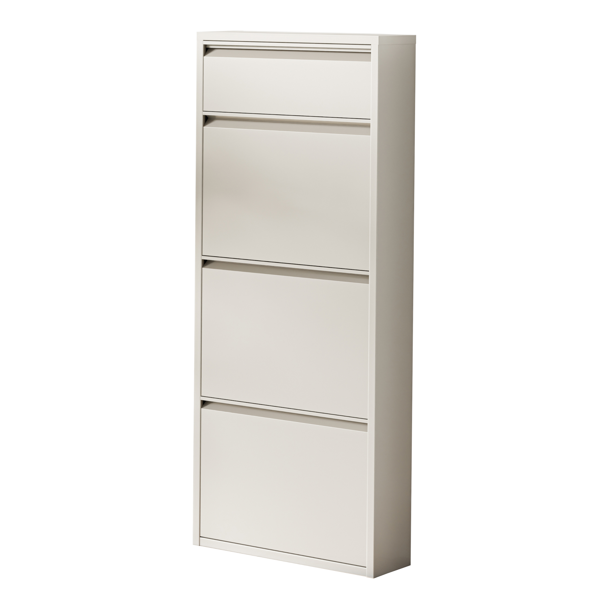 Zapatero sokndal con 3+1 puertas 118x50x15 cm metal - blanco roto [en.casa]