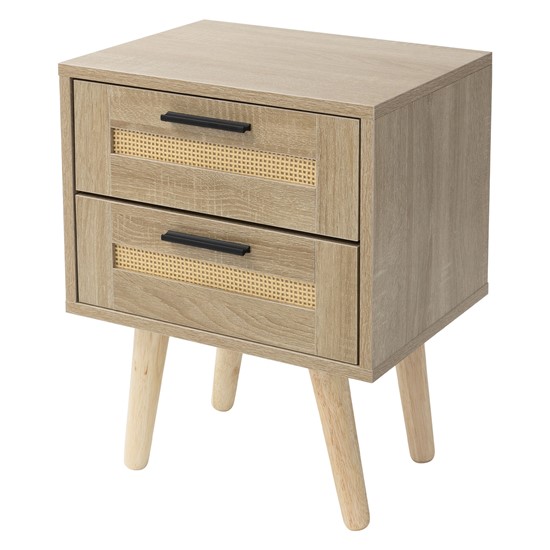 Mesita de noche con 2 cajones 40x50,5x30 cm estilo rústico de madera
