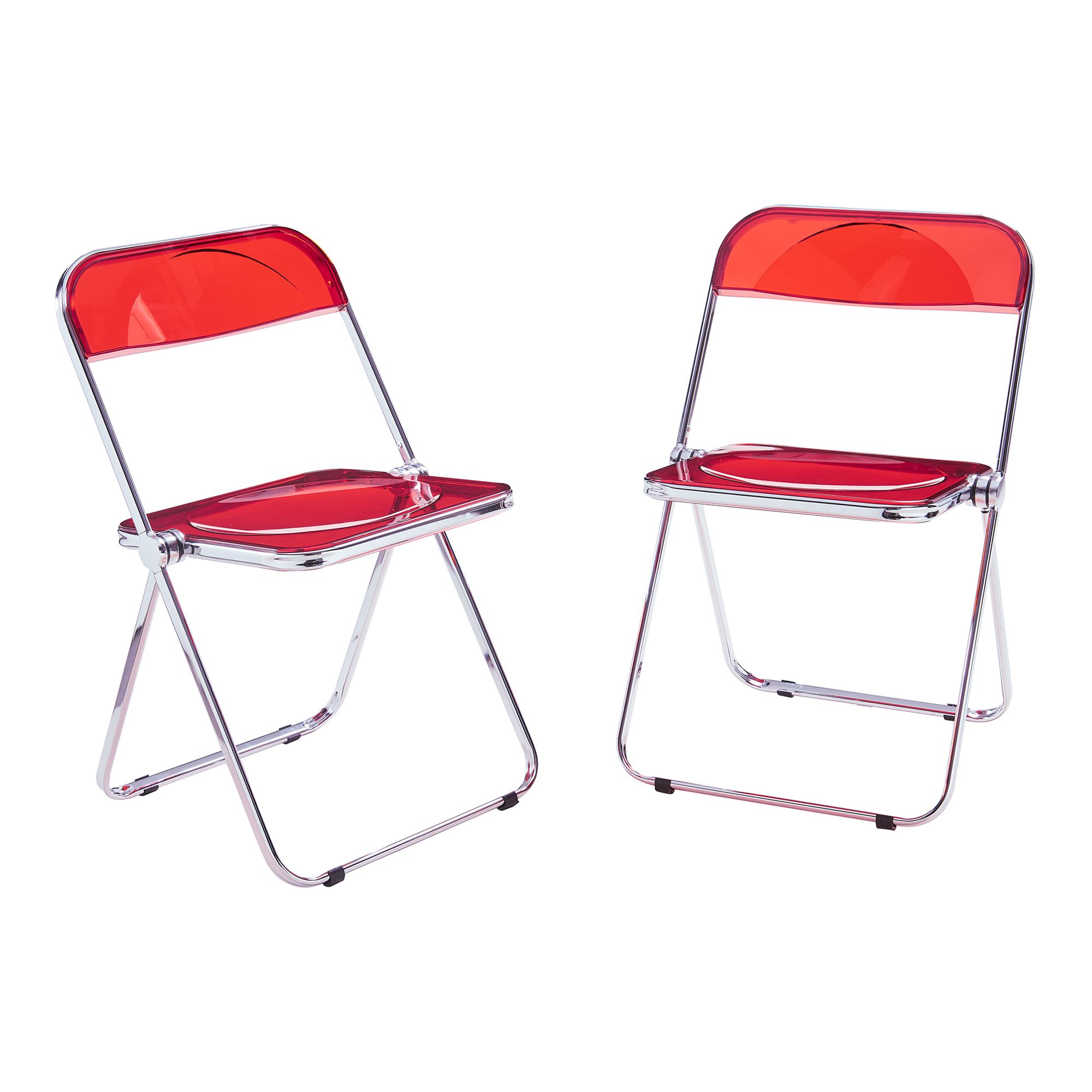 Set de 2 sillas plegables pornainen transparente 74x46x47cm rojo [en.casa]