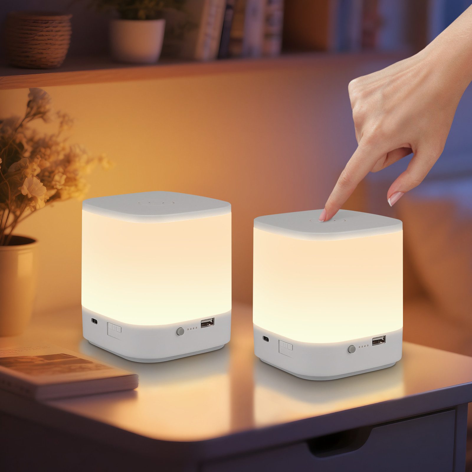 Nettlife lámpara de mesa LED blanco 9.8x9.8(2er-set) 1w