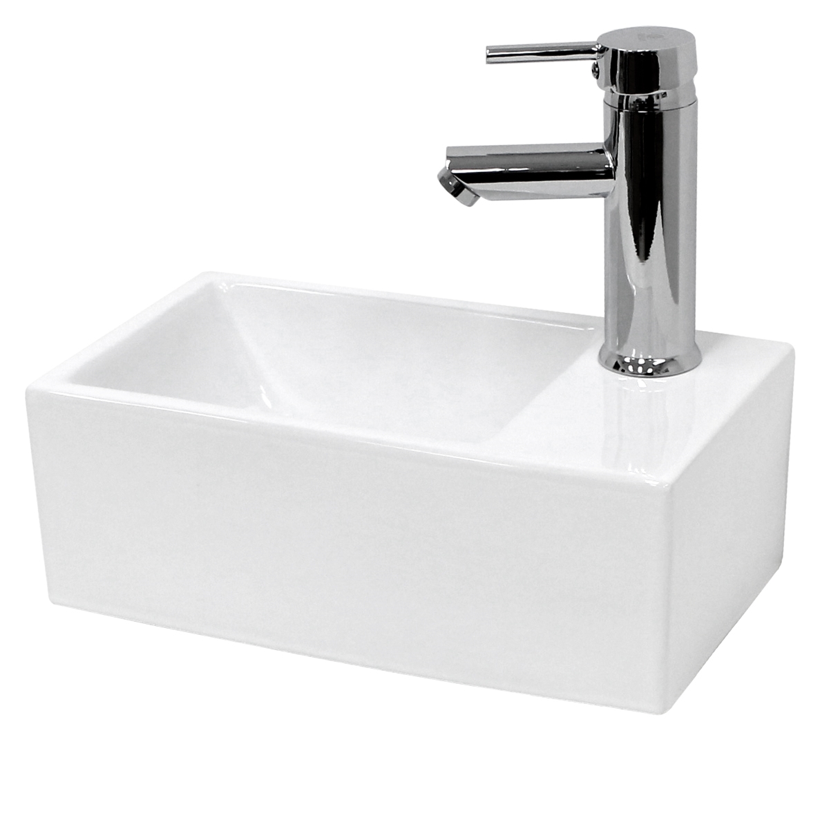 Lavabo cerámico cuadrado 350 x 205 x 125 mm blanco ecd germany