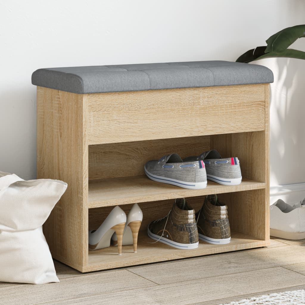 Banco zapatero madera de ingeniería roble sonoma 62x32x50 cm oif157208