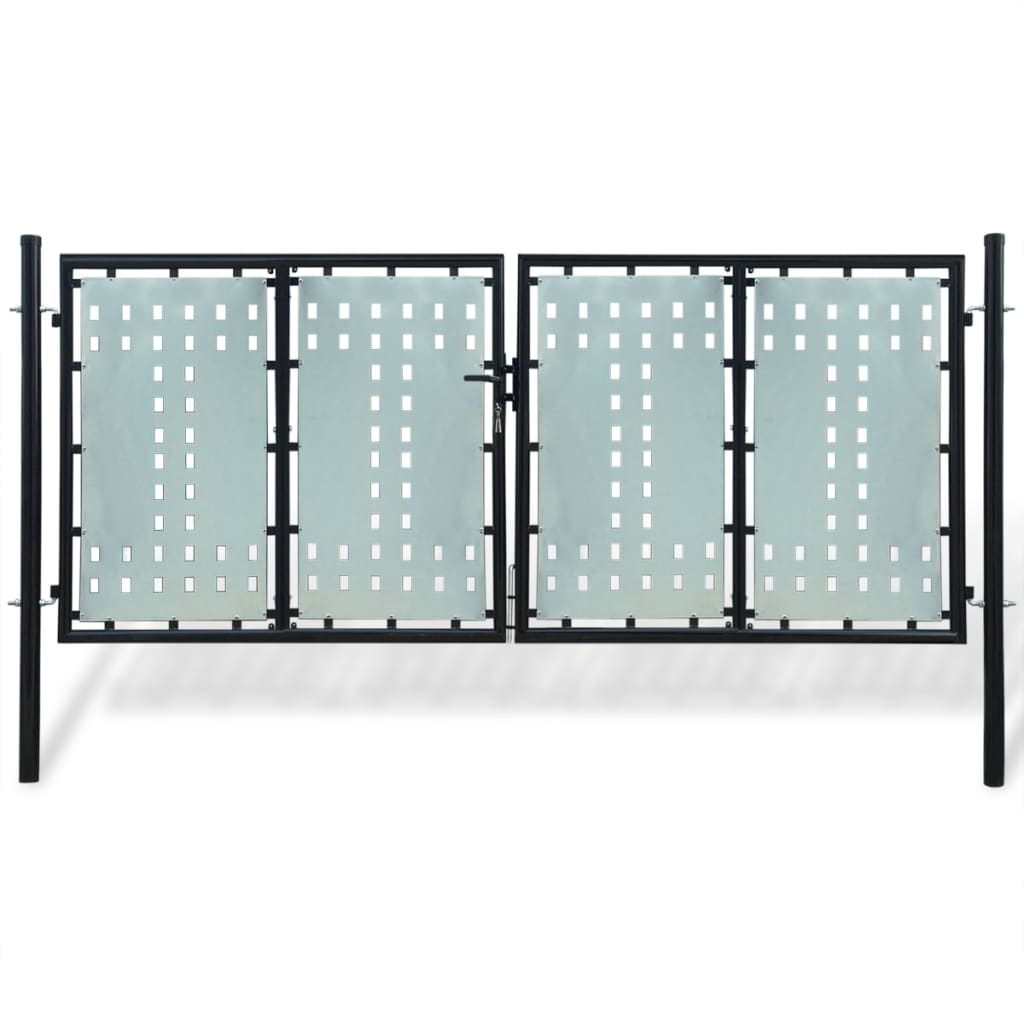 vidaXL puerta de valla individual negra de 300 x 125 cm