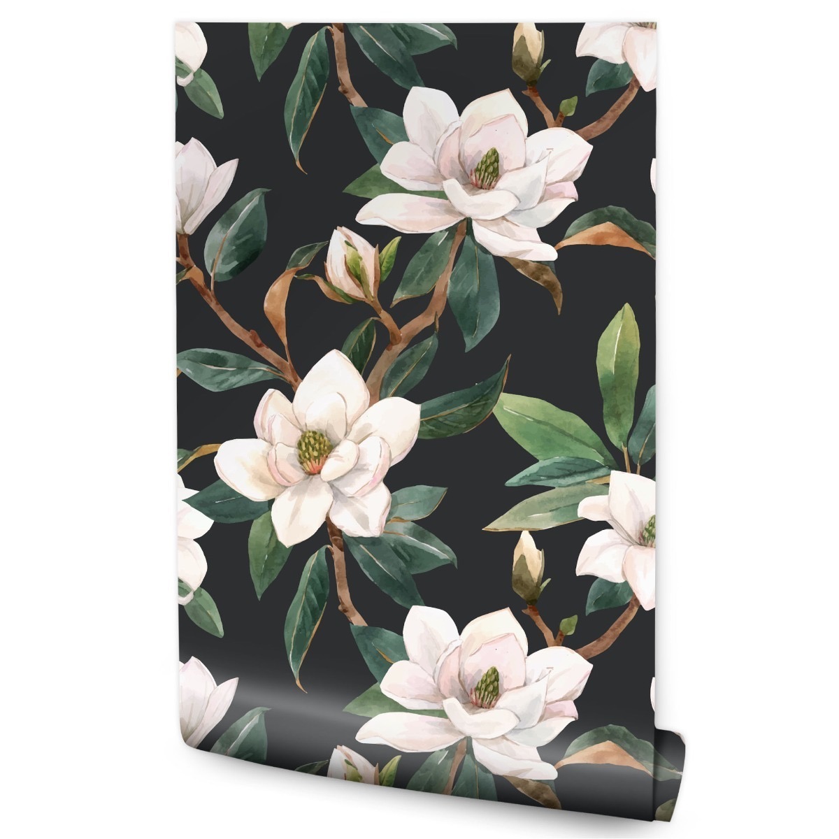 Papel Pintado Para Dormitorio Flores Magnolia Hojas Naturaleza 53cm x 10m