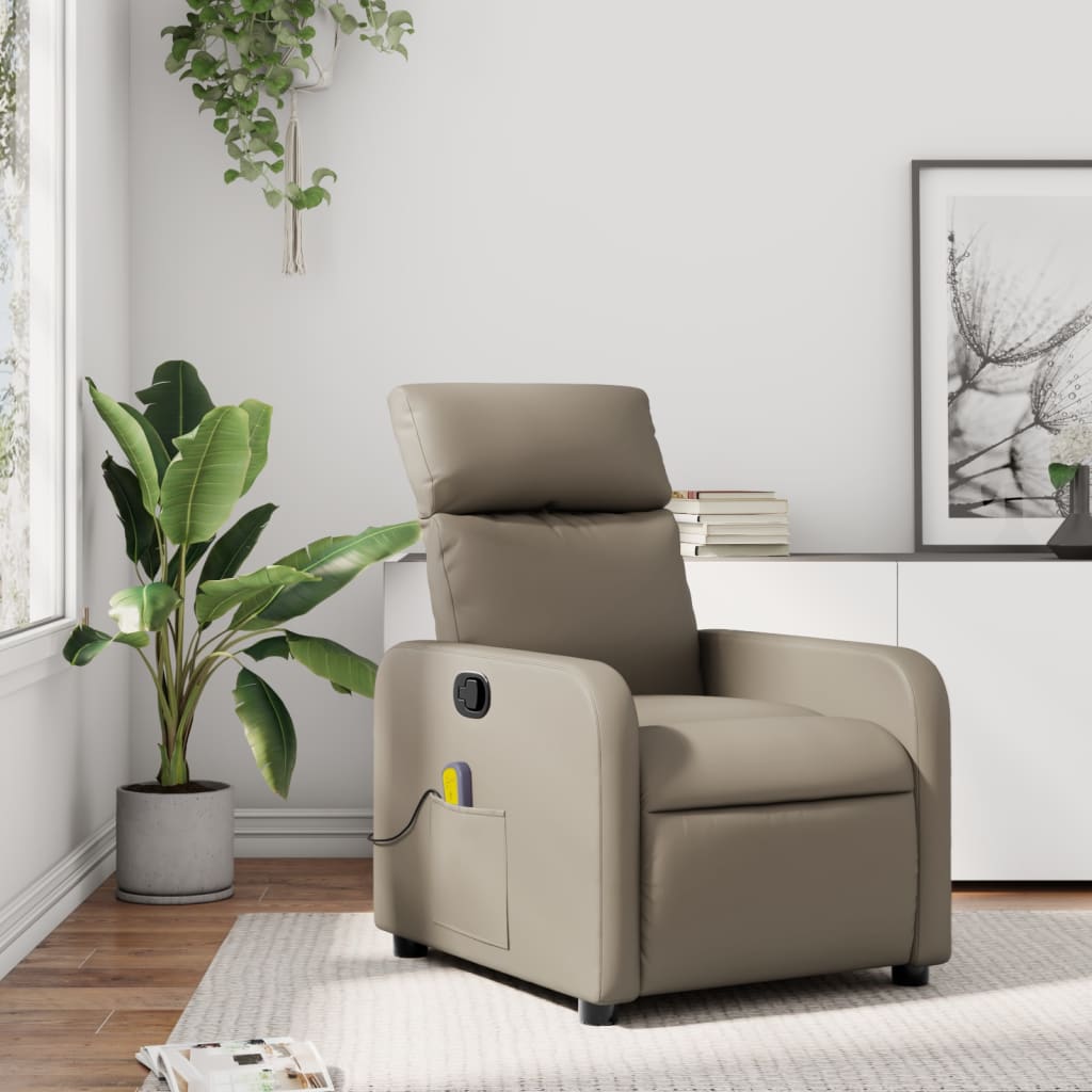 Sillón de masaje reclinable cuero sintético color capuchino es9417