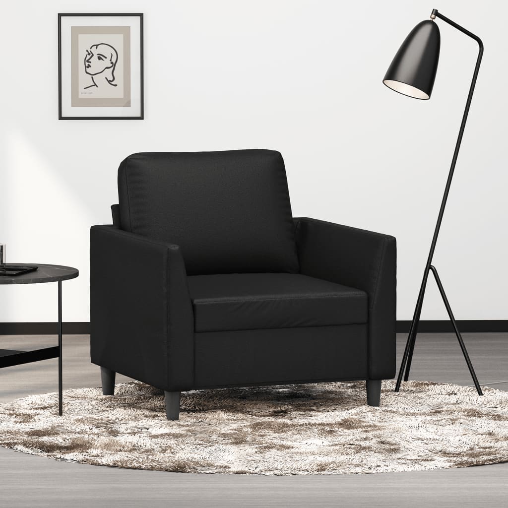 Sillón cuero sintético negro 60 cm qweo2313