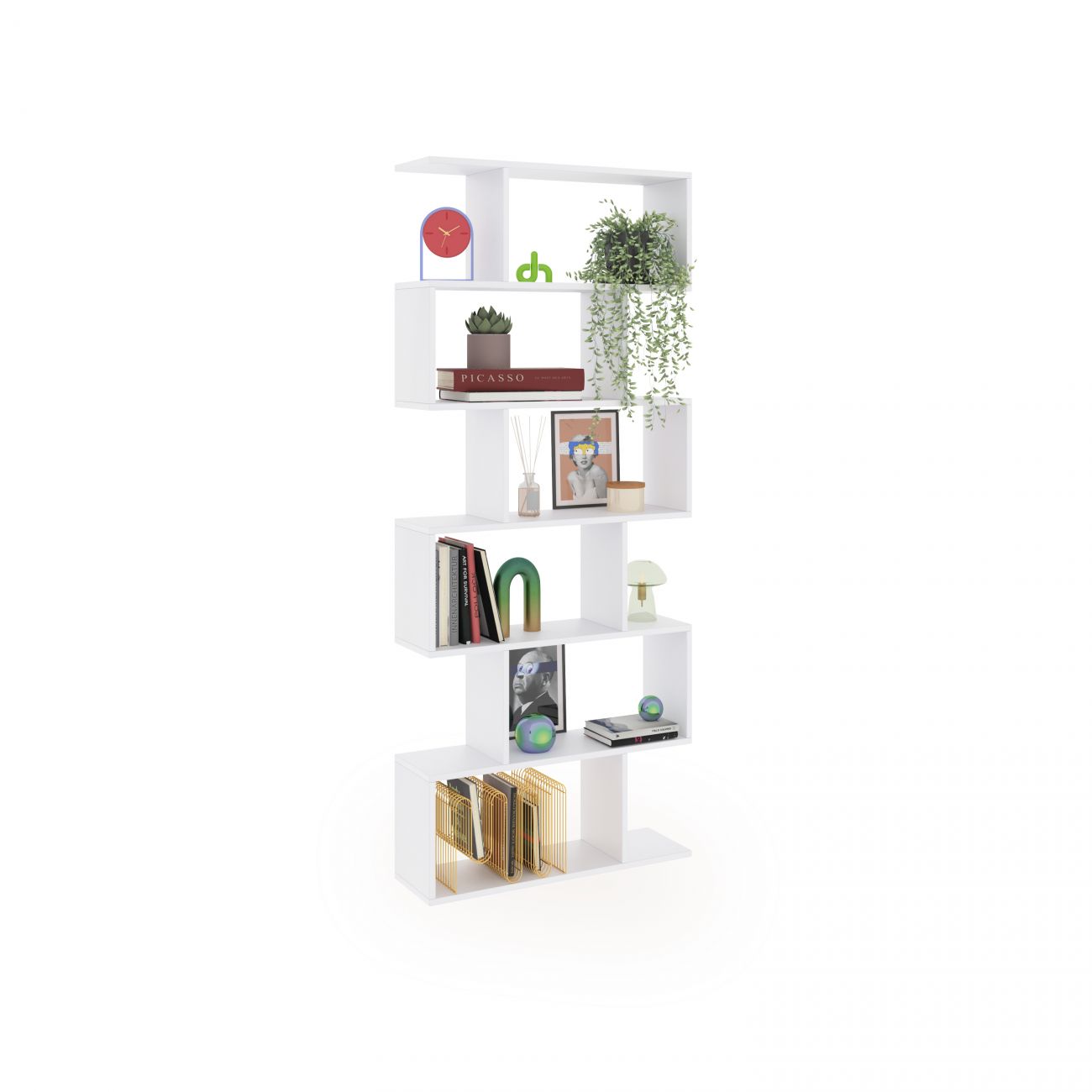 Estantería de diseño escalonado vertical 192 cm zoe high blanco brillo