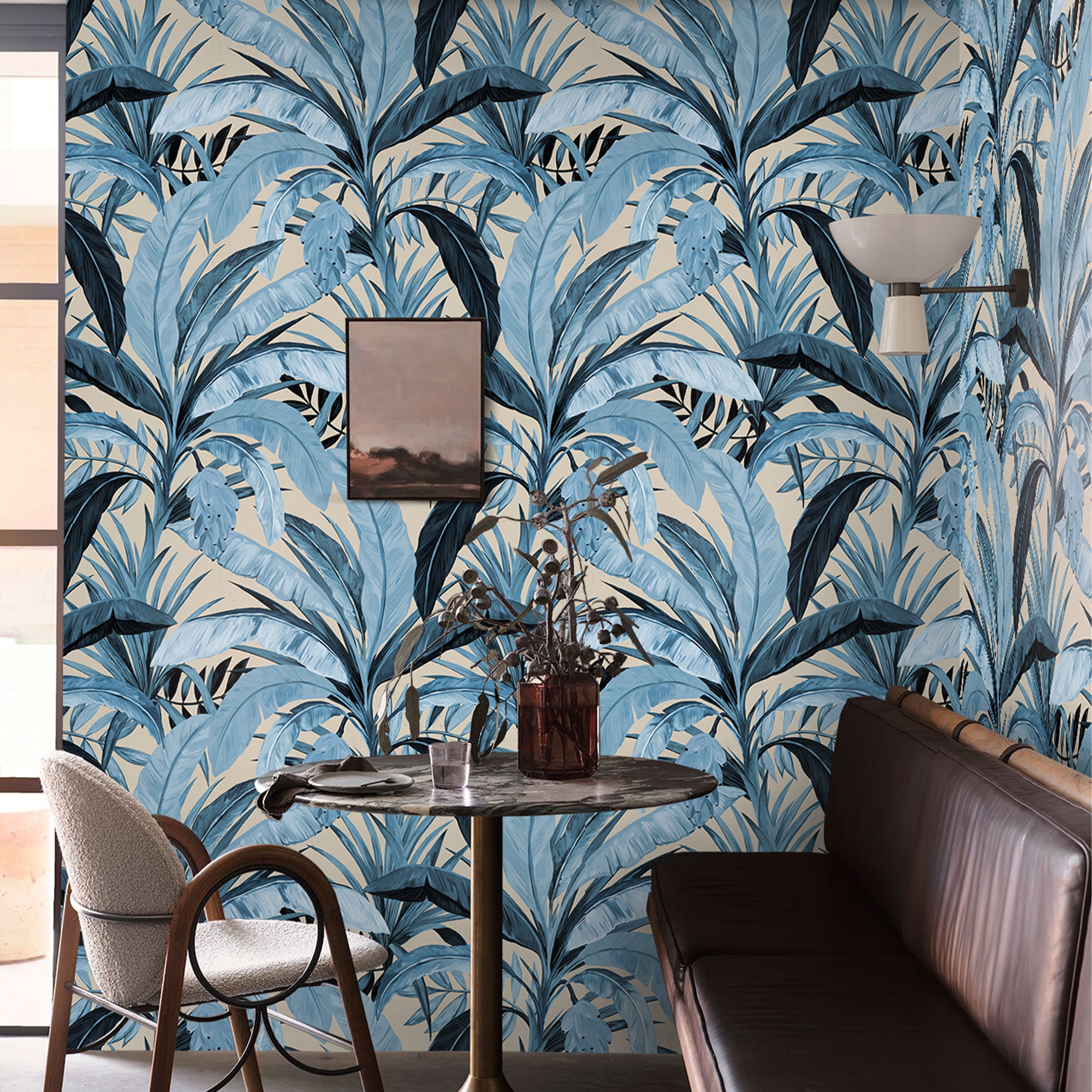 Papel pintado selva tropical en beige