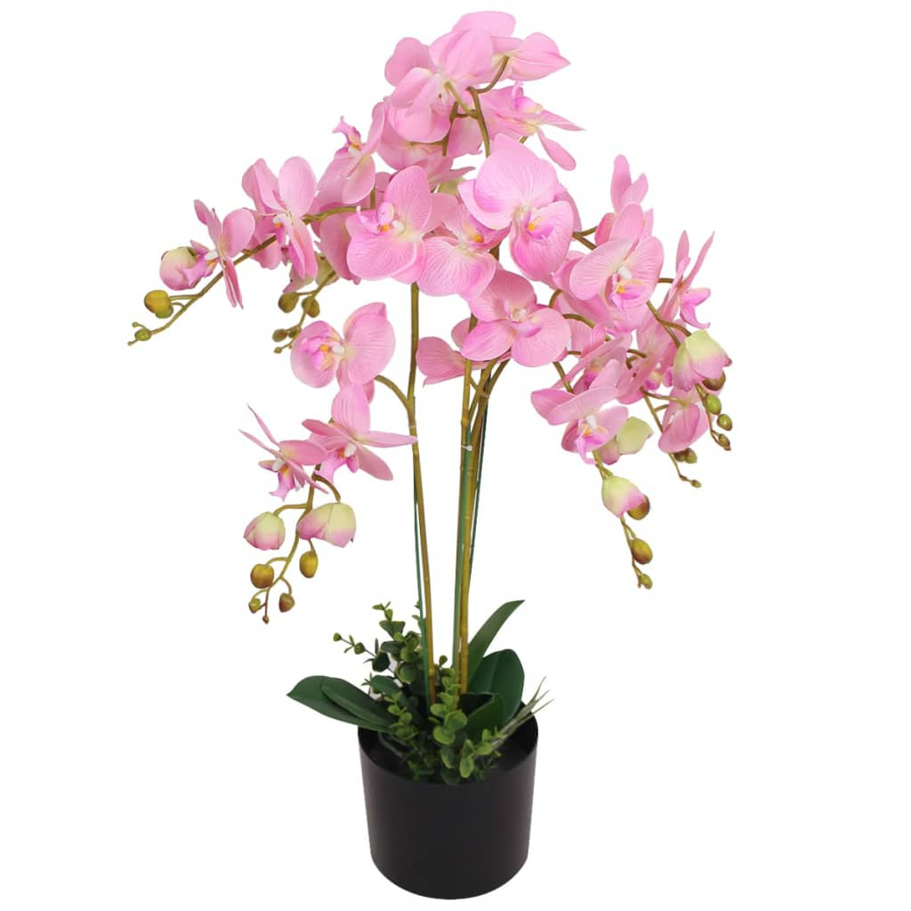 vidaXL planta de orquídea artificial con macetero rosa 75 cm