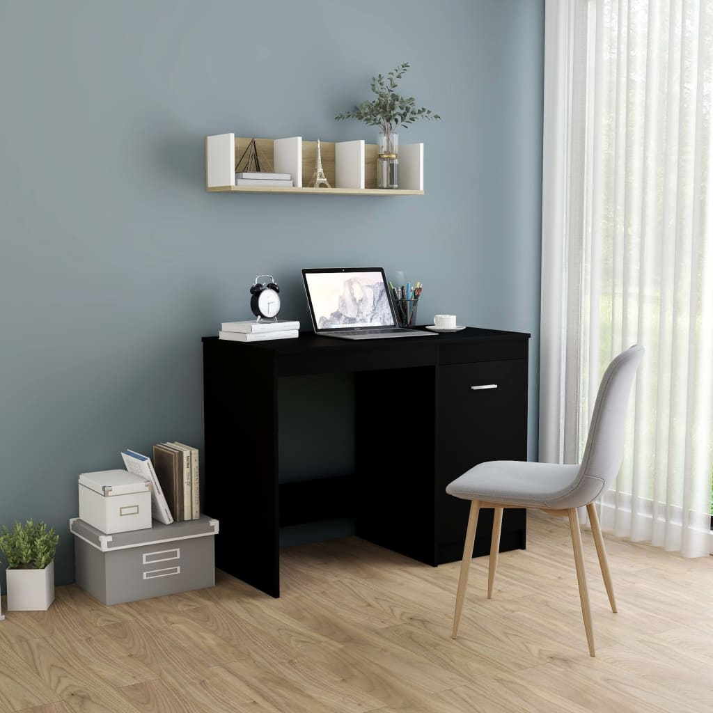 Escritorio de madera contrachapada negro 100x50x76 cm es7217