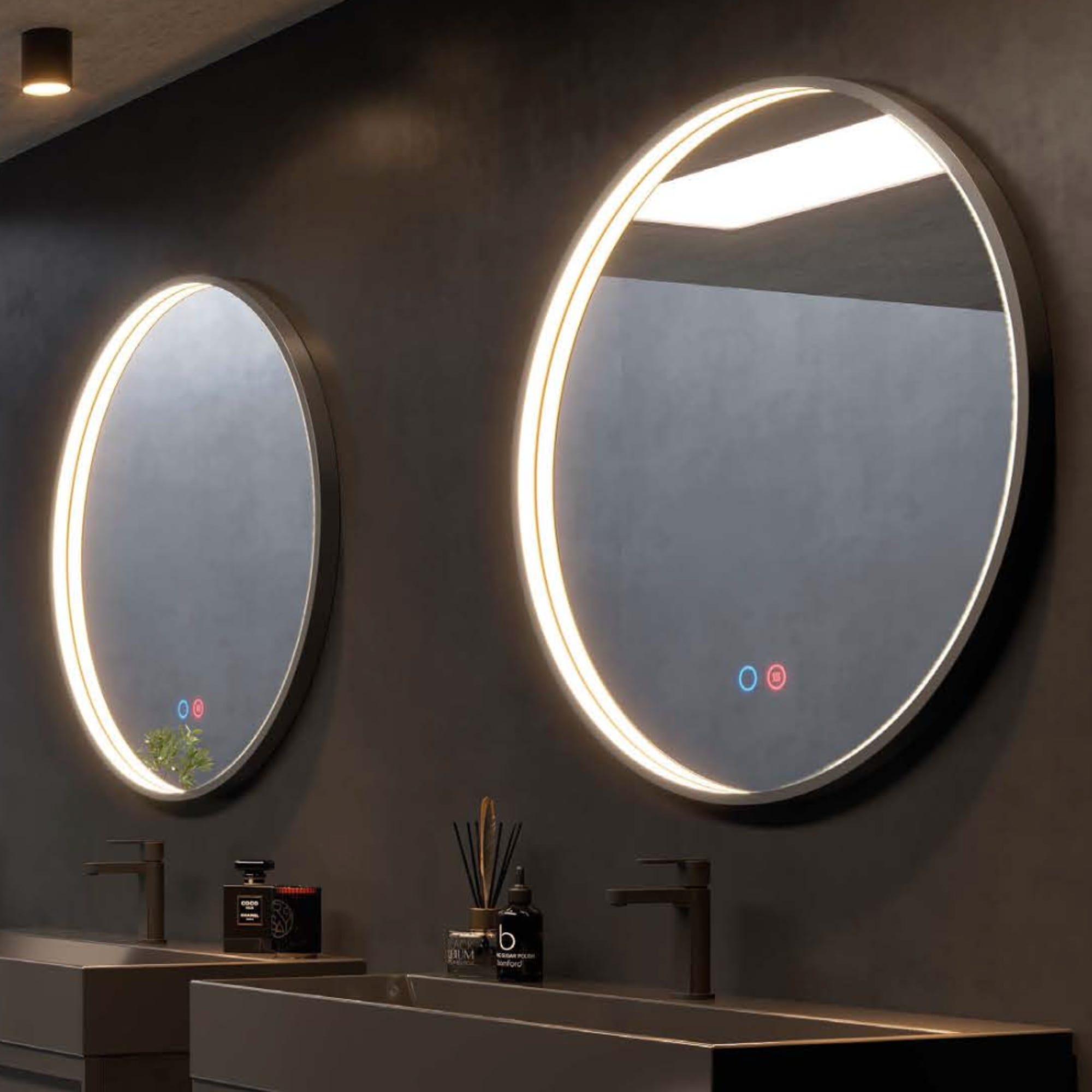 LEDimex-espejo nepal ø100 redondo luz perimetral negro mate