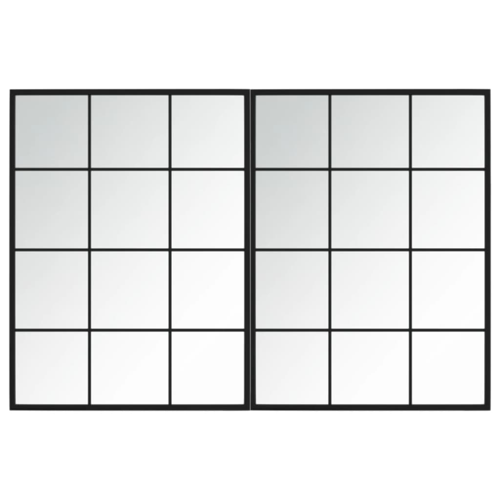 vidaXL espejos de pared 2 uds metal negro 80x60 cm