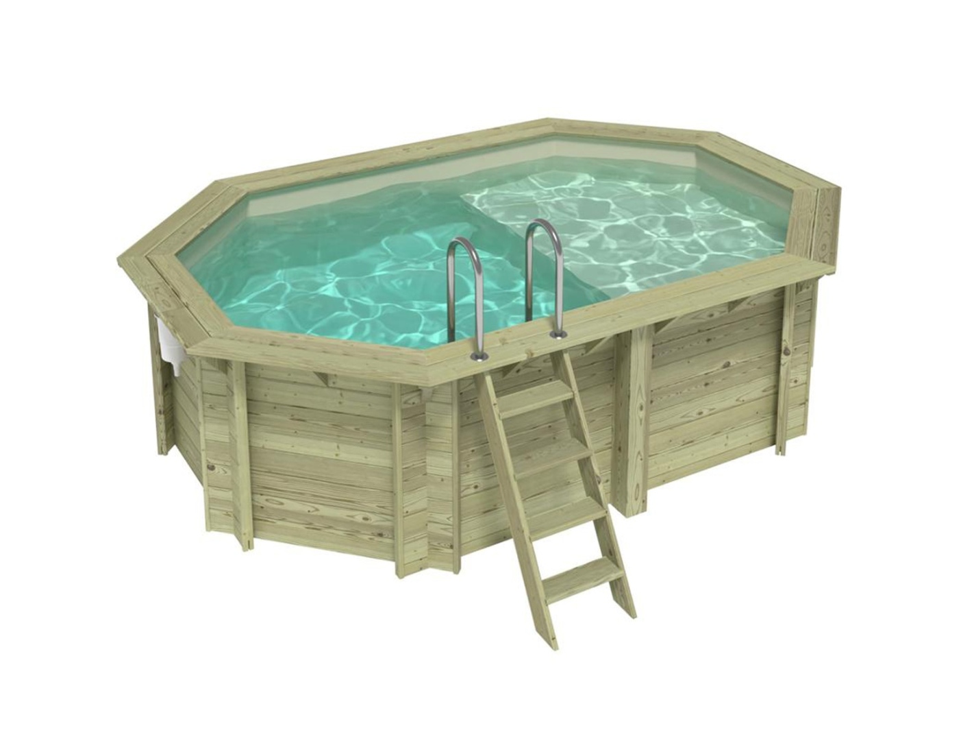 Piscina de madera nemo 4.3x3 - h.1.18 m con playa, arena, con vigas ipn