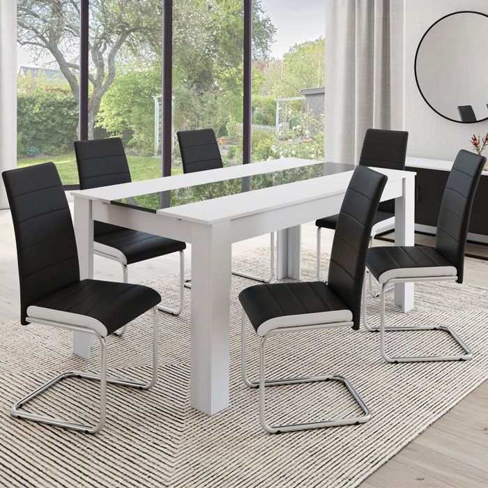 Sillas mia negras con ribete blanco lote de 6 39x48x92 cm