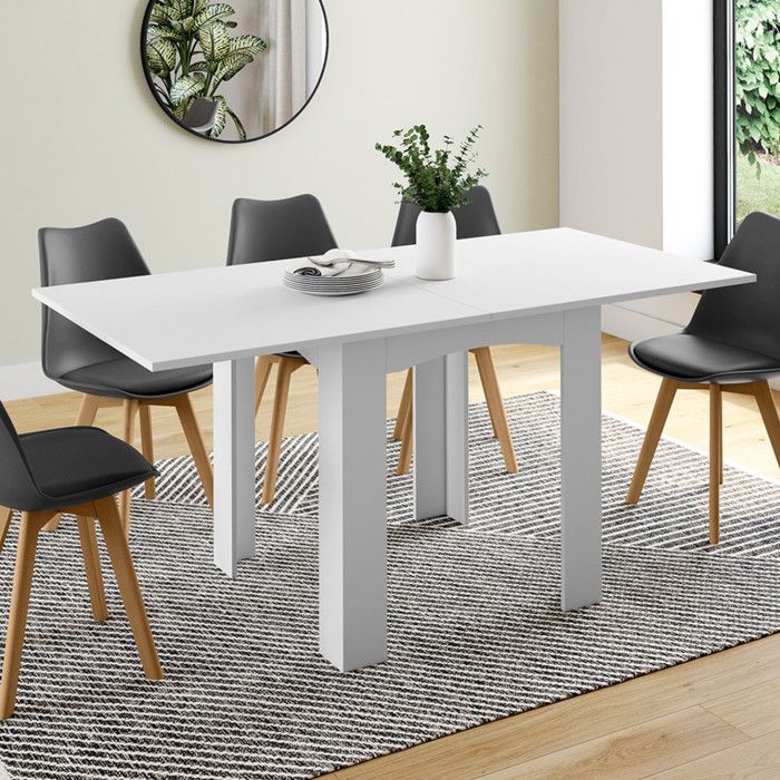 Mesa de comedor extensible blanca dona - 80-160 cm