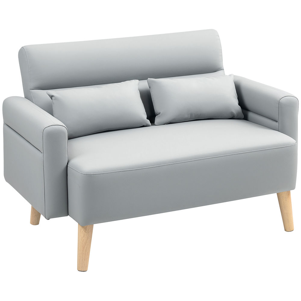 Sofá dos plaza 117x78x78 cm cuero sintético color gris Homcom