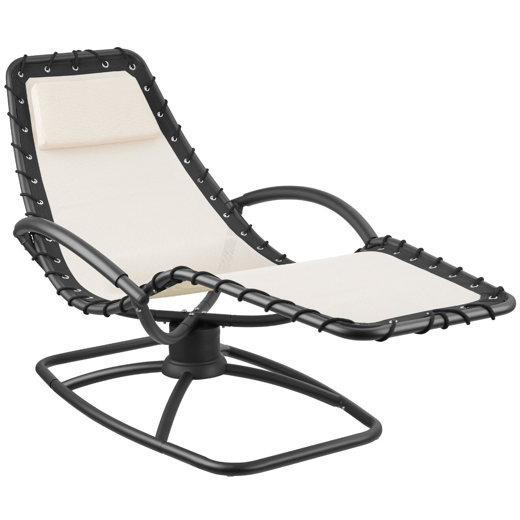 Tumbona de jardín ergonómica con función oscilante, 120 kg, beige