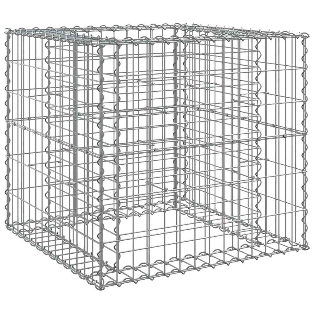 vidaXL cesta de gaviones hierro galvanizado color plateado 70x70x65 cm