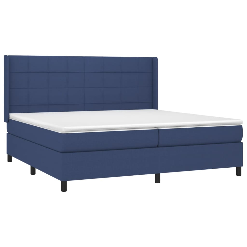 vidaXL cama box spring colchón y luces LED tela azul 200x200 cm