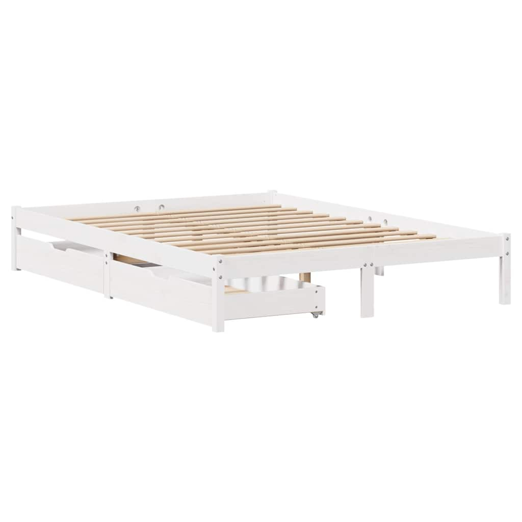 vidaXL estructura de cama sin colchón madera de pino blanco 135x190 cm
