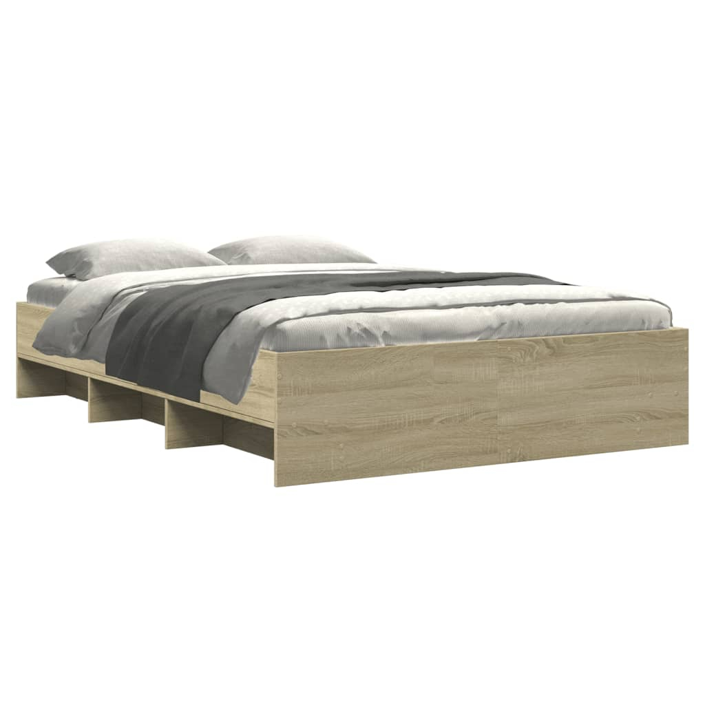 vidaXL estructura de cama madera de ingeniería roble sonoma 135x190 cm
