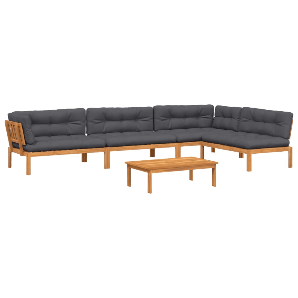 vidaXL set de sofás de palets de jardín y cojines 5 pzas madera acacia
