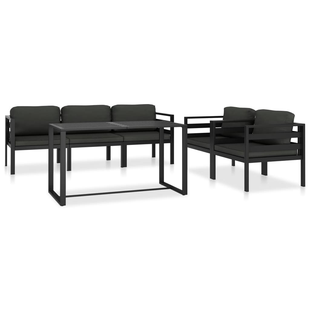 vidaXL set muebles de jardín 6 pzas y cojines aluminio gris antracita
