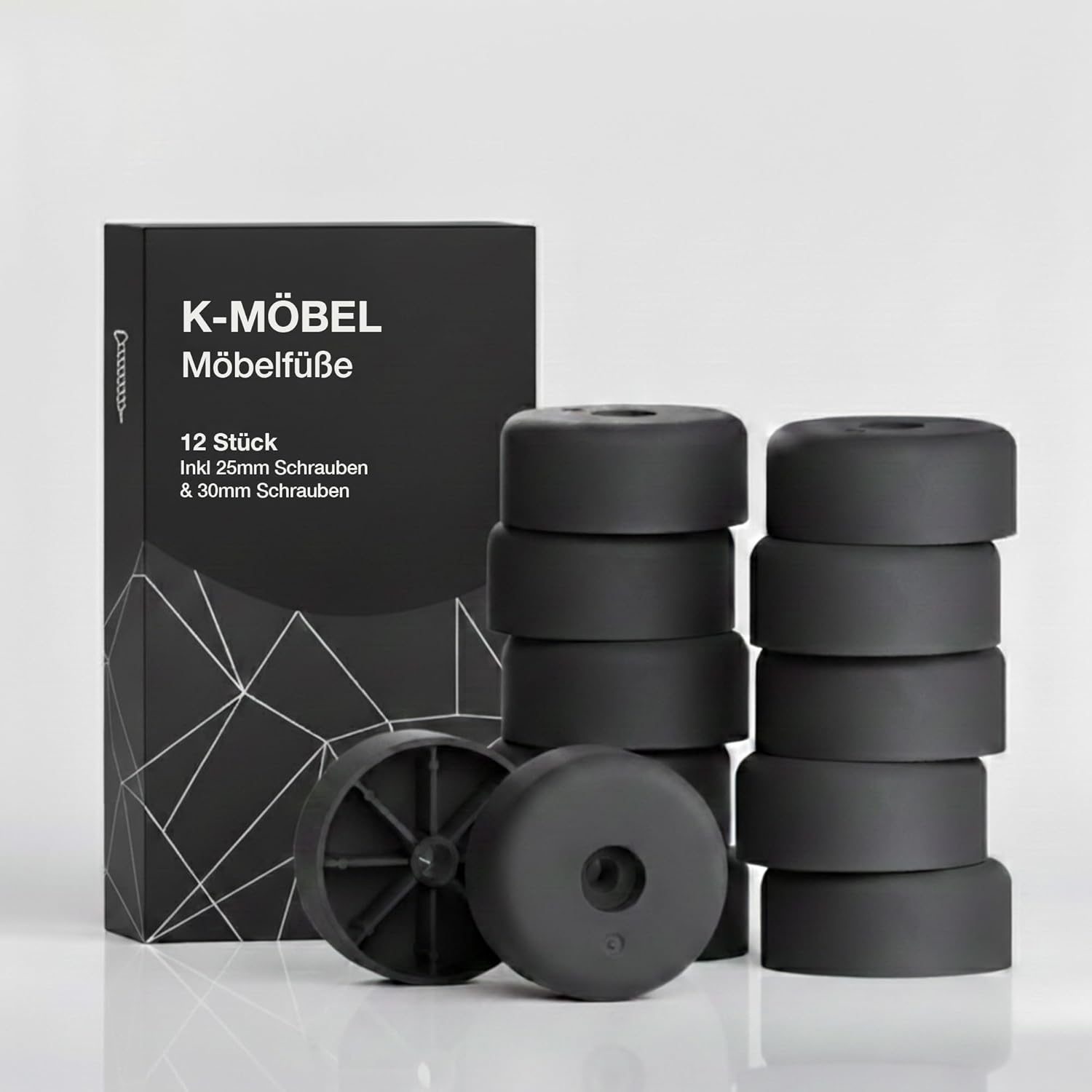 K-möbel patas para muebles 40 mm x 20 mm 12 piezas incl. Tornillos