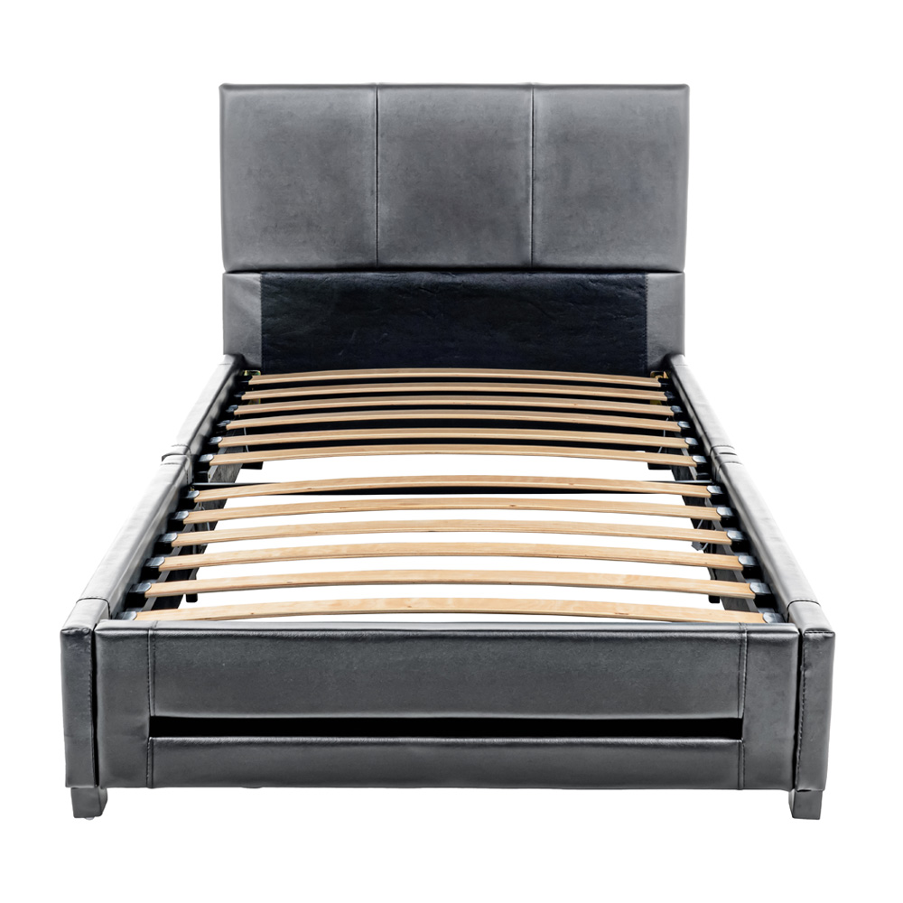 Cama LED asteroid 90 x 200 cm gris oscuro – polipiel, sin colchón