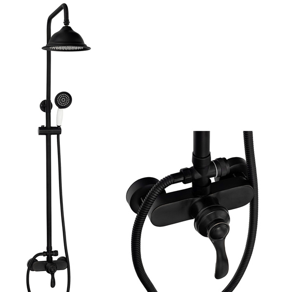 Columna de ducha para bañera retro, negro