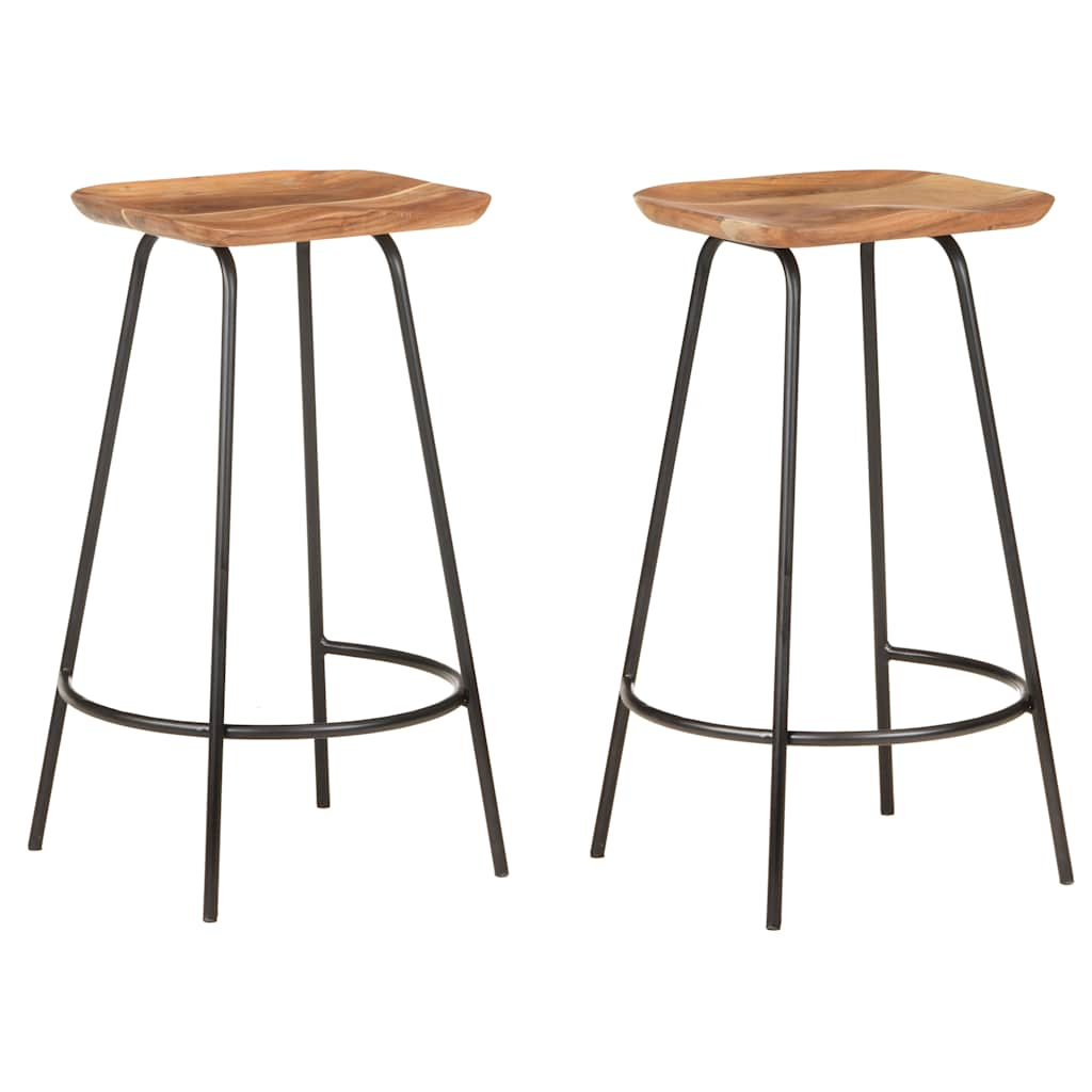 vidaXL taburetes de cocina 2 unidades madera maciza de acacia