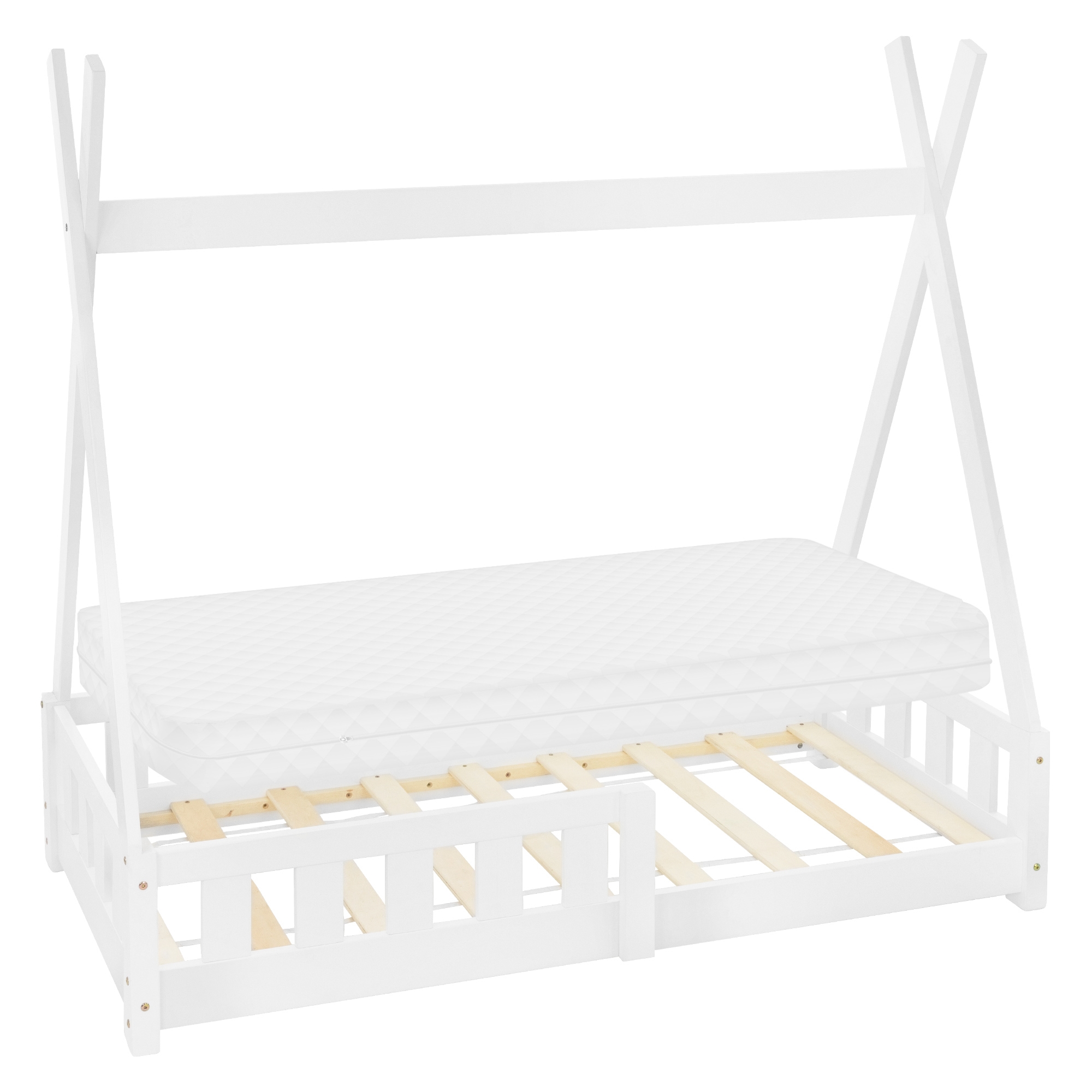 Cama infantil tipi blanca con colchón espuma fría anticaída 70x140 cm