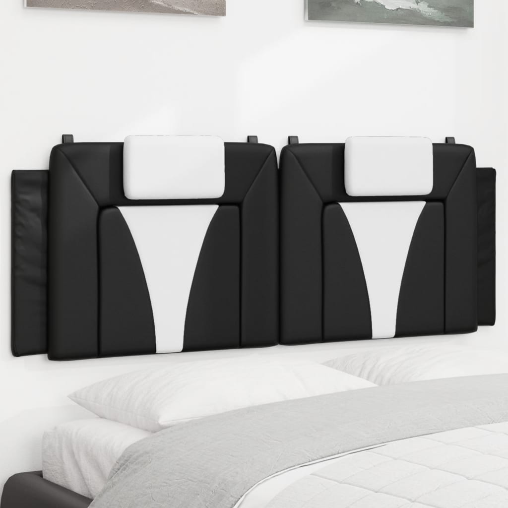 Cabecero de cama acolchado cuero sintético negro blanco 140 cm eso9184