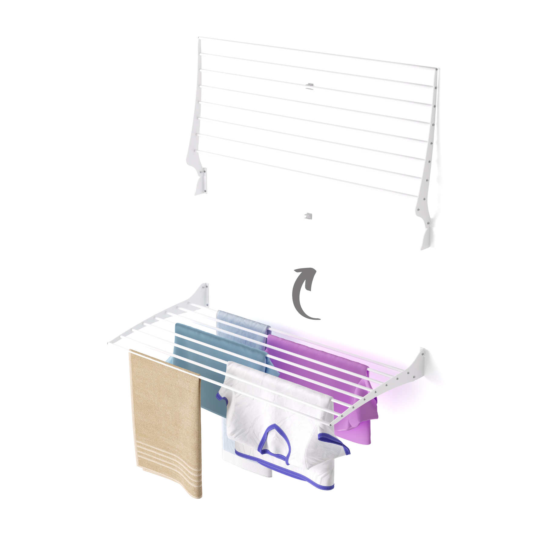 Tendedero pared abatible, 102 cm, foxydry fold, blanco