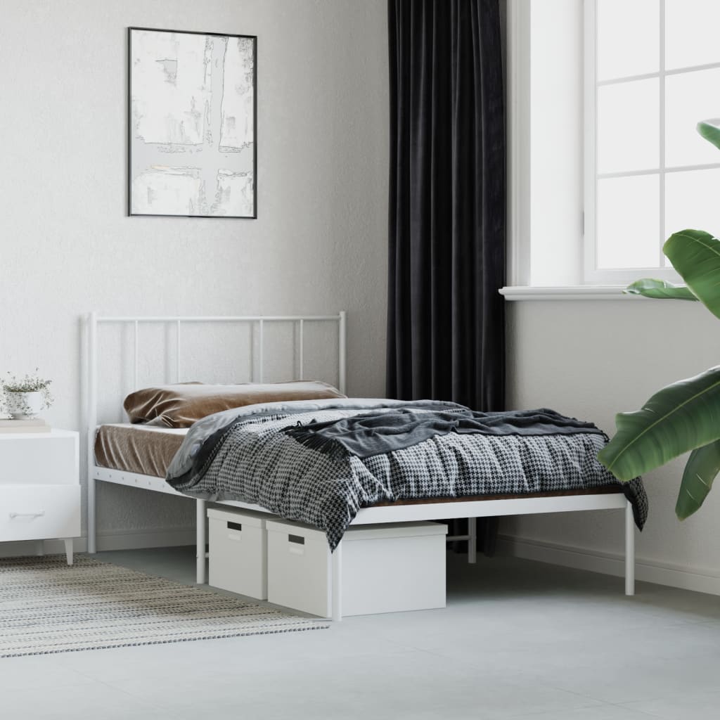 Cama sin colchón con cabecero metal blanco 90x200 cm es5992