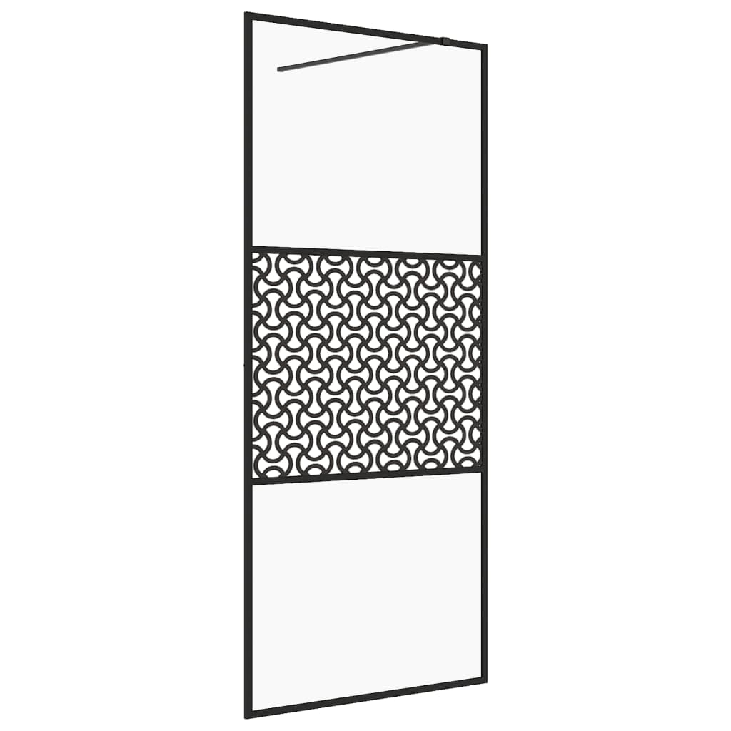 vidaXL mampara ducha accesible vidrio esg transparente negro 115x195cm