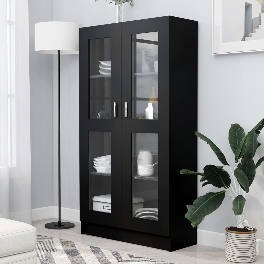 Vitrina de madera contrachapada negro 82,5x30,5x150 cm es5259
