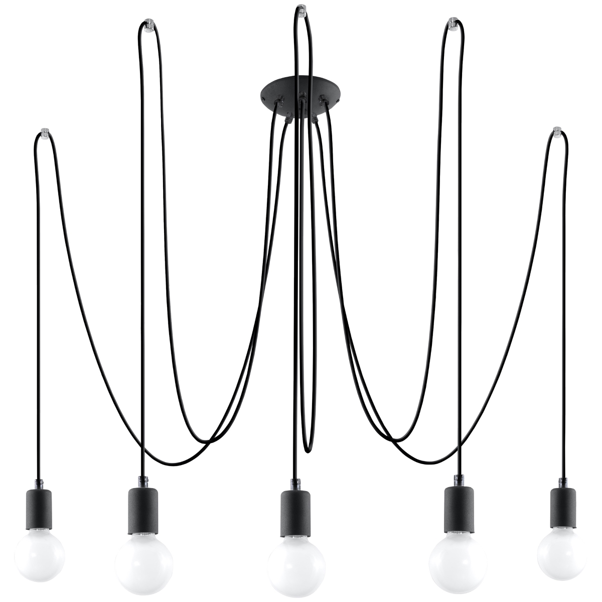 Candelabro edison 5 negro tela/acero 300x150x300cm