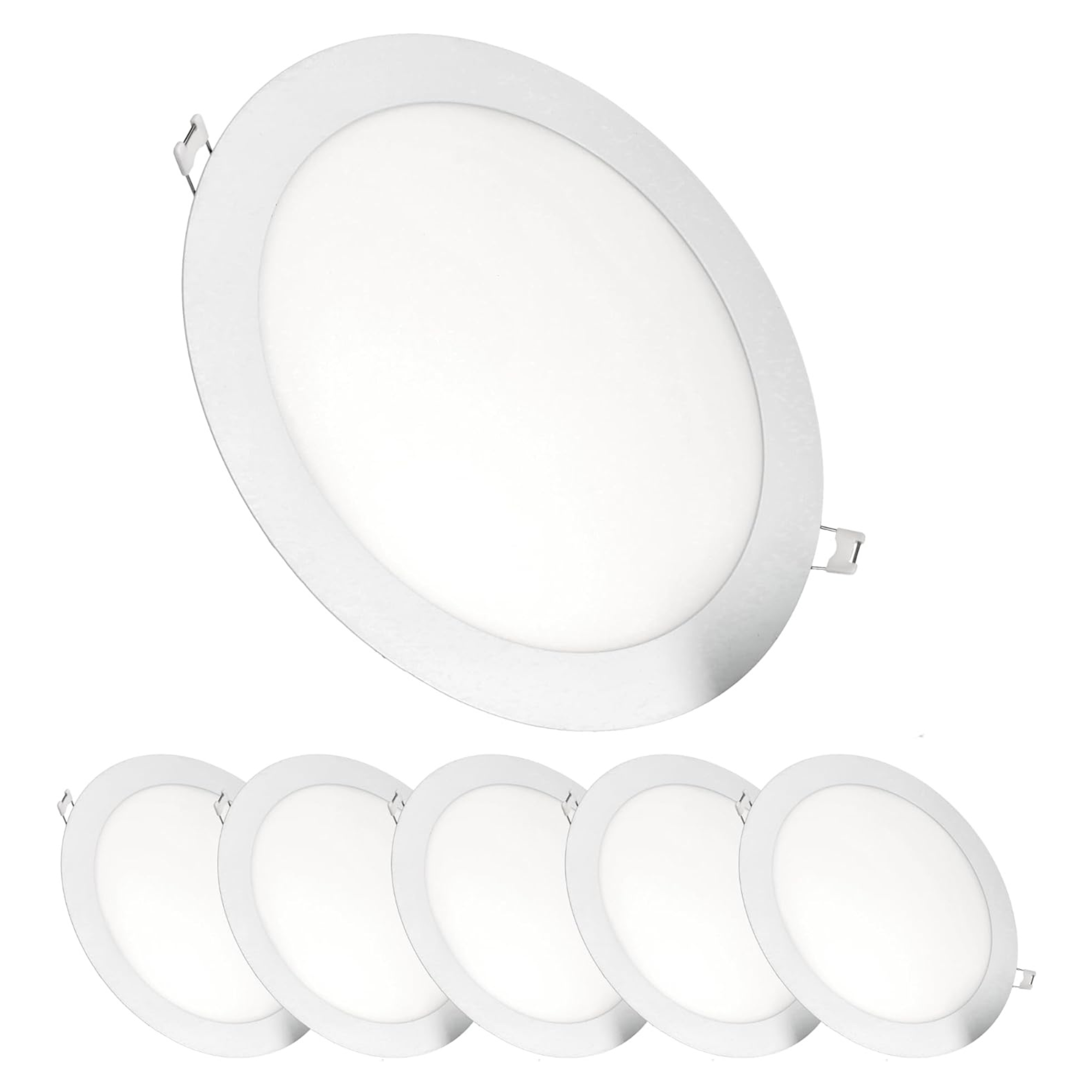 6x downlight LED 18w redondo, de empotrar, luz cct, hueco 200-205mm
