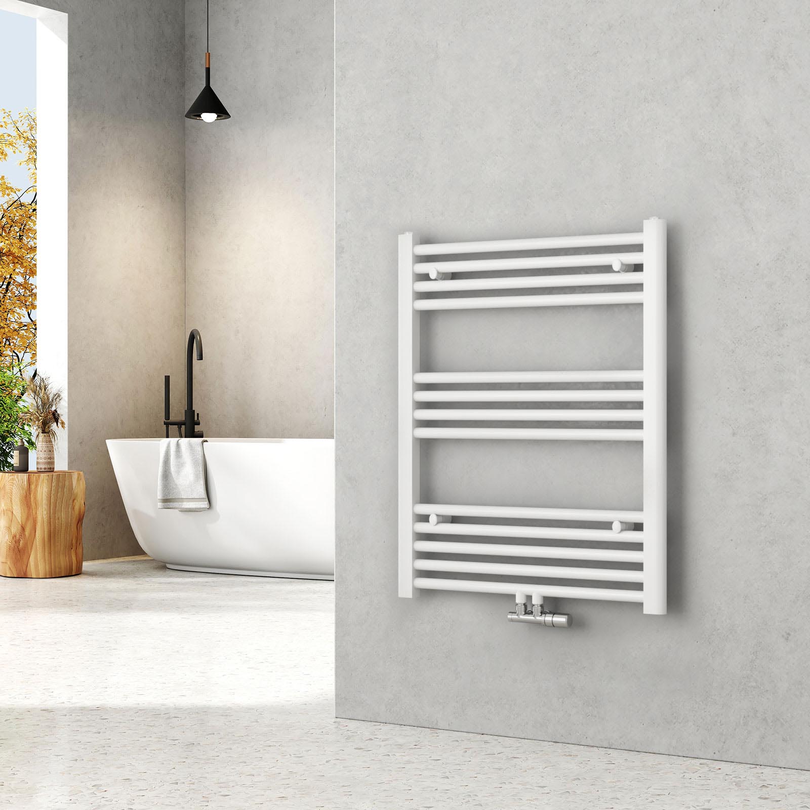 Emke radiador toallero agua caliente blanco 75x60cm conexión central