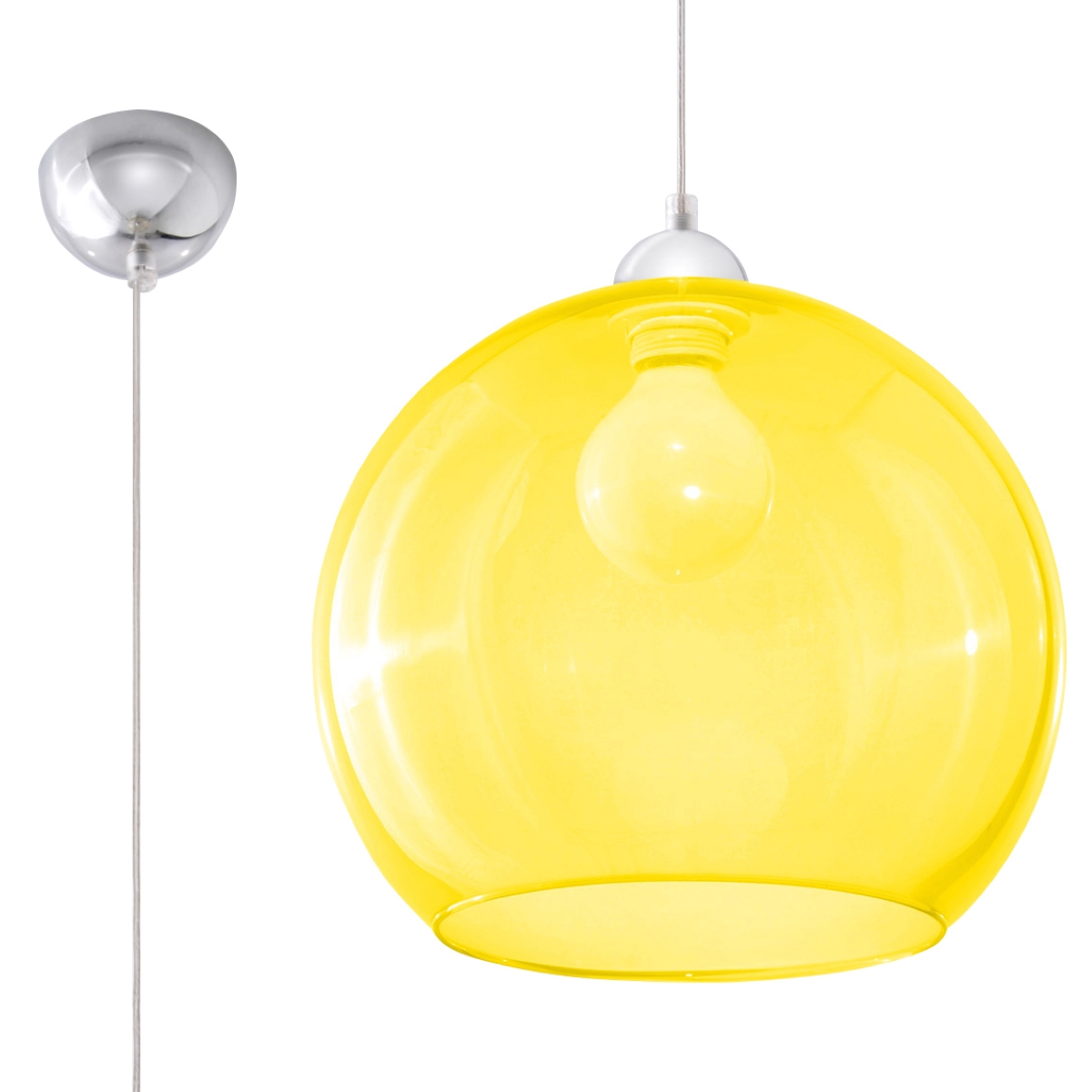 Lámpara coLGante ball 1 amarillo acero/vidrio 30x120x30cm