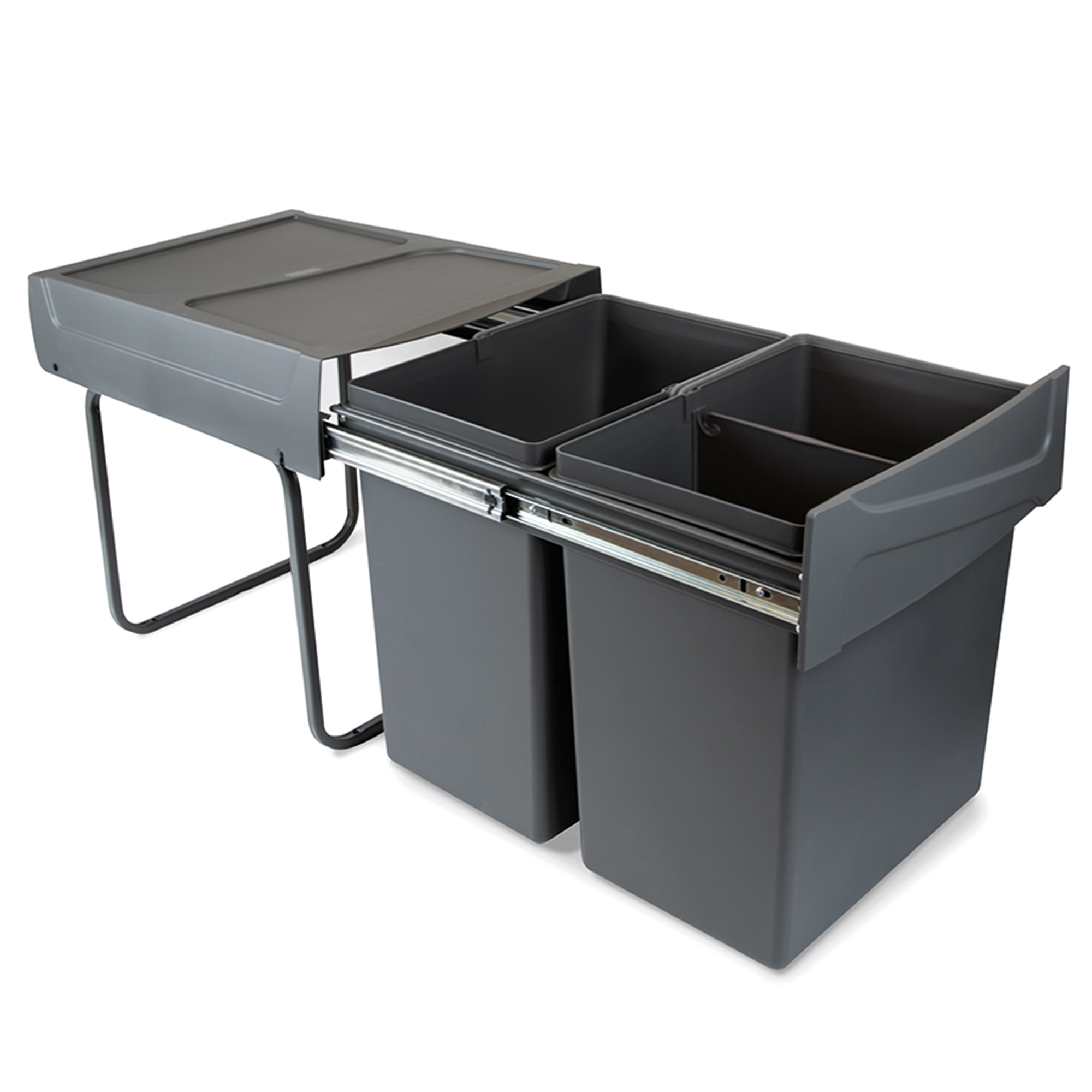 Contenedores de reciclaje recycle para cocina, 2 x 20 l, fijación