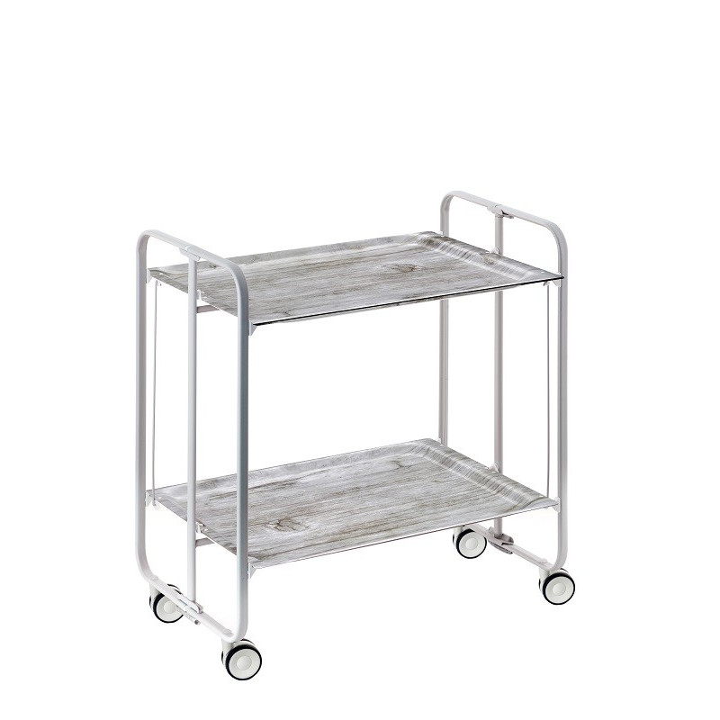 Carrito auxiliar con ruedas bauhaus armazón metálico gris, 2 bandejas