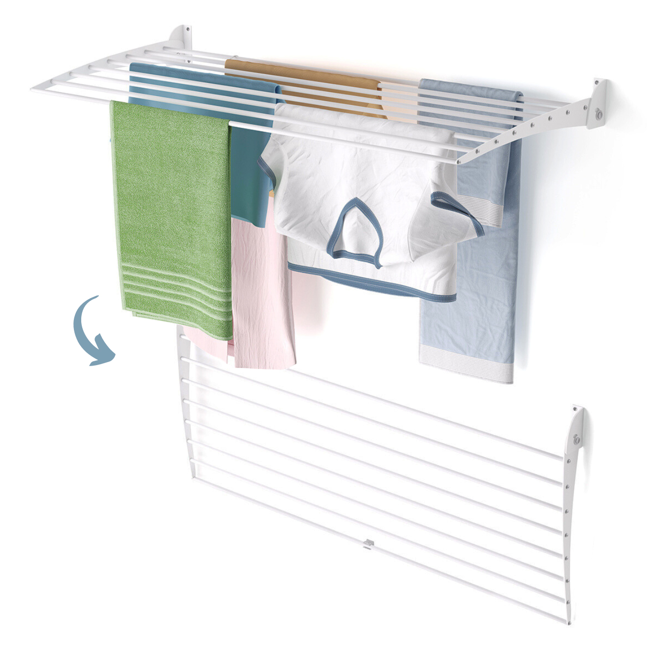 Tendedero de ropa pared, 116 cm, foxydry fold down, blanco